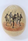 Antique painted ostrich egg