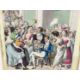 Early 19th century satirical engraving - Theatrical Pleasures 'Feasting in the saloon', London pub. - Image 5 of 7