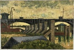 Two English school oils, mid 20th century, both with works verso