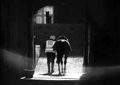 Jayne Odell black and white photographic print, 'Early doors', 100cm x 71cm