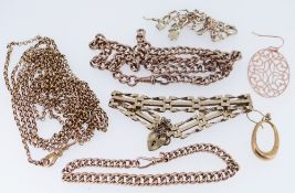 ASSORTED 9CT GOLD JEWELLERY comprising 9ct gold gate bracelet with heart shaped padlock, 9ct gold