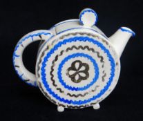 RARE EVA CROFTS FOR CLARICE CLIFF 'ART IN INDUSTRY' BIZARRE TEAPOT, c. 1934, of Bonjour shape,
