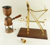 VINTAGE COPPER COFFEE PERCOLATOR, Reg. no. 690219, with Art & Crafts oak handle, 31.5cms h; and a