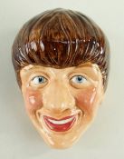 KELSBORO WARE BEATLES WALL MASK, c. 1964, depicting Ringo, impressed numeral 1, printed