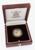 ROYAL MINT BRITANNIA GOLD PROOF £10 COIN, 1996, 3.4gms, in box with certificate of authenticity, No.