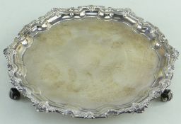 ELIZABETH II SILVER WAITER, Birmingham 1973, pie crust edge with shell and strapwork border, three