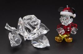 SWAROVSKI COLOURED CRYSTAL MICKEY MOUSE SANTA CHRISTMAS TREE ORNAMENT, 7cms high and a Swarovski