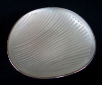 EIGIL JENSEN FOR ANTON MICHELSON: small Danish sterling silver & white enamel dish, c. 1950s, marked