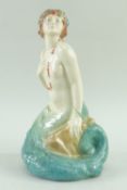RARE ROYAL DOULTON BONE CHINA FIGURINE, 'Mermaid' HN97, c.1917-36, designed by Harry Tittensor, with