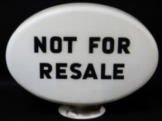 VINTAGE OPAQUE GLASS OVAL PETROL PUMP GLOBE, probably by Hailware, with black lettering 