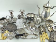 ASSORTED SILVER & PLATE, including silver cigarette case, Scottish George IV silver sifting spoon,