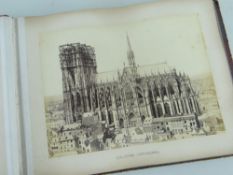 19TH CENTURY ALBUM OF SEPIA PHOTOGRAPHS, red morocco and gilt tooled covers dated 1878, containing