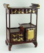 JAPANESE MINIATURE KODANSU, c. 1920s, maroon lacquer decorated with tsuru in flight, three character