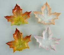FOUR WORCESTER PORCELAIN MAPLE LEAF DISHES, G481 shape, comprising large and small Royal Worcester