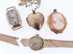 JEWELLERY & WATCHES comprising ladies 9ct gold wristwatch with integrated 9ct gold bracelet (AF),