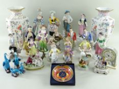 ASSORTED 20TH CENTURY BONE CHINA FIGURINES and a pair of '100 Flowers' Chinese style vases and