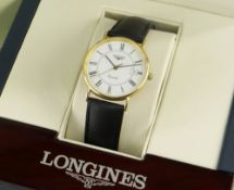 18CT GOLD LONGINES LA GRANDE CLASSIQUE GENTLEMAN'S WRISTWATCH, ref. L7.704.6, white dial with