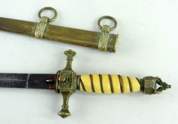 IMPERIAL GERMAN NAVAL OFFICERS DRESS DAGGER BY WKC, with Imperial pattern crowned top, ivorine grip,