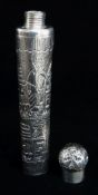 VICTORIAN SILVER SCENT BOTTLE, William Colyns & Sons, London 1890, tapering oval form chased with
