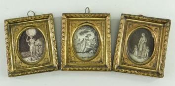 THREE SMALL STIPPLE ENGRAVINGS, entitled 'Faith', 'Hope' & 'The Sleeping Shepherd', in pressed metal