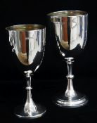 TWO EARLY 20TH CENTURY SILVER GOBLETS, larger Robert Pringle, London 1910 19cms high, smaller