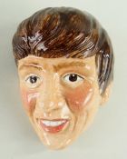 KELSBORO WARE BEATLES WALL MASK, c. 1964, depicting George, impressed numeral 2, printed