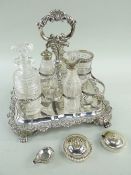 GEORGE III SILVER 8-BOTTLE CRUET STAND, Joseph Angell I, London 1821, foliate shell border raised on