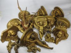 CHERUBIC & ANGELIC WALL SHELVES & DECORATIONS - a quantity