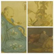 ELYSE ASHE LORD unsigned open run prints (3) - Plate III The Philosopher, 14 x 14cms, Plate IV