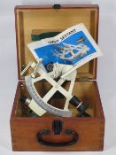 MID-CENTURY GERMAN YACHT SEXTANT - Veb Freiberger Prazisionsmechanik in original case with