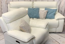 NEAR NEW DFS LUCIUS SNOW TWO SEATER WHITE LEATHER SETTEE & MATCHING ARMCHAIR - purchase receipt