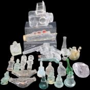 MOULDED GLASSWARE BOTTLES, ink pots and feeders etc, an interesting collection of twenty five