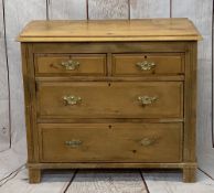 CIRCA 1900 STRIPPED PINE CHEST of two short over two long drawers, on stile feet, 79cms H, 91.5cms