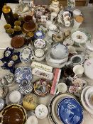 LARGE MIXED QUANTITY OF DECORATIVE POTTERY & PORCELAIN, makers include Coalport, Royal Doulton,
