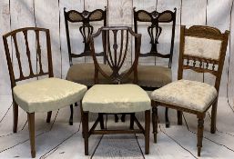 ANTIQUE & VINTAGE CHAIR GROUP (5) - a shield back example and one other in mahogany, an oak chair