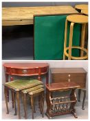 REPRODUCTION FURNITURE PARCEL, 4 ITEMS - three drawer cutlery table (empty), 66cms H, 59.5cms W,