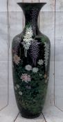 MASSIVE JAPANESE CLOISONNE FLOORSTANDING VASE, Meiji period, decorated with birds and butterflies