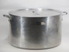 LARGE METAL COOKING POT WITH COVER - 31cms H, 53cms diameter