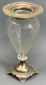 SILVER MOUNTED & CUT GLASS VASE - London 1904, maker William Comyns & Sons, the glass having