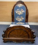 VICTORIAN MAHOGANY PADDED BOARD BED FRAME, 224cms H maximum overall, 153cms W, 210cms L overall, 5ft