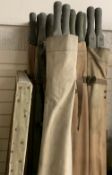 VINTAGE ARMY STYLE STRETCHERS (12), 226cms L along with an individual trestle base, canvas