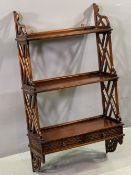 EASTERN STYLE WALL HANGING WHATNOT with two base drawers, 90cms H, 51cms W, 20cms D