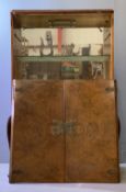 REPRODUCTION BURR WALNUT COCKTAIL CABINET, 160cms H, 104cms W, 52cms D