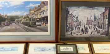 PAINTINGS & PRINTS ASSORTMENT including ERIC BOTTOMLEY - Llandudno tram scene, signed in pencil,