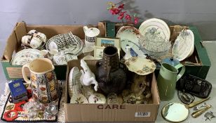 ASSORTMENT OF GOOD CHINA & GLASSWARE including Staffs teaware, fish bowl, Cottage Garden jug, Bretby