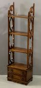 REPRODUCTION WALL HANGING WHATNOT with two base drawers and multiple shelves, 111cms H, 34cms W,