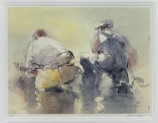 WILLIAM SELWYN artist's proof print - 'Pysgotwyr Gyda Rhwydi', signed in pencil, 29 x 38cms