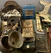 CAST IRON & OTHER FIREPLACE BITS, FIXTURES & FITTINGS, a mixed quantity including two pierced cast