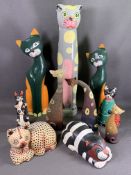 TREEN - cat models, quantity of jewellery boxes ETC