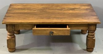 COFFEE TABLE - heavy quality with single drawer, 45cms H, 117cms W, 66cms D
